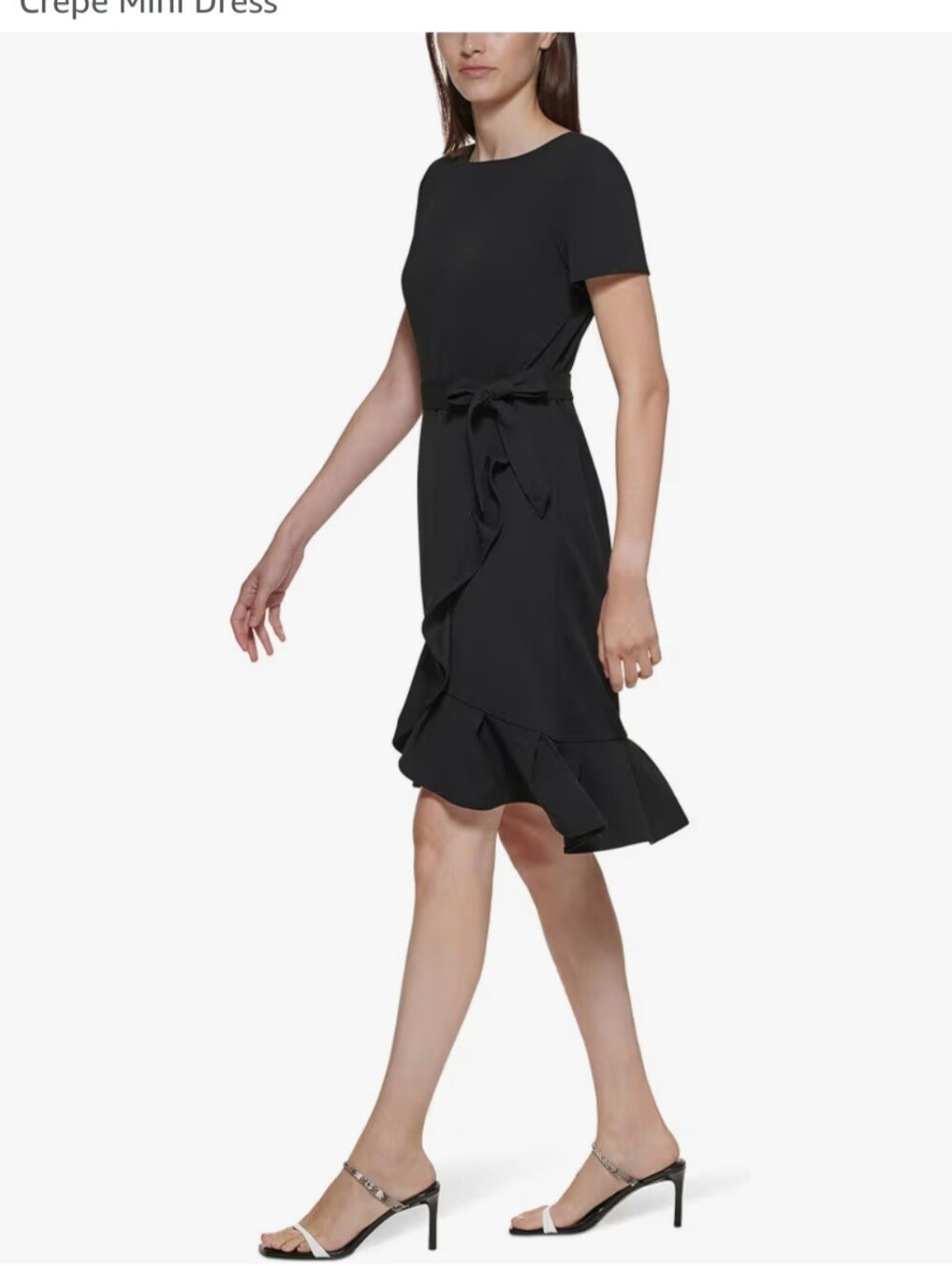 Calvin Klein Women's Navy  Ruffle Tie-Waist  Dress Size 4